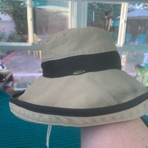 The Scala Collection, adjustable, khaki & black vented sun hat